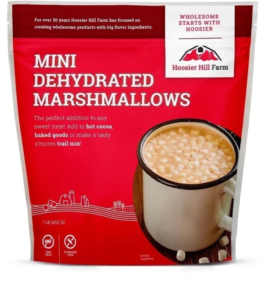 Hoosier Hill Farm Dehydrated Marshmallows, 1 lb Bag, Shelf-Stable - Expires 8/22/2025