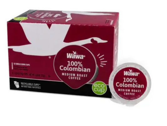 Wawa 100% Colombian Single Cup Coffee - 12 Cups - Expired May 10 2025