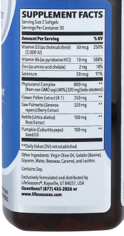 LifeSeasons, Pros-T®, Prostate Support, 60 Softgels
