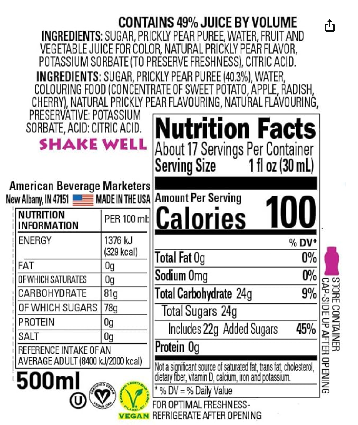 Prickly Pear Reàl Infused Exotics, Prickly Pear Puree Infused Syrup, 16.9 FL OZ Squeezable Bottle