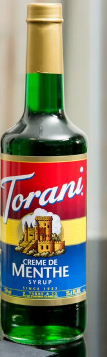 Torani Creme de Menthe Flavoring Syrup 750 mL Glass Bottle - Expires in 2027