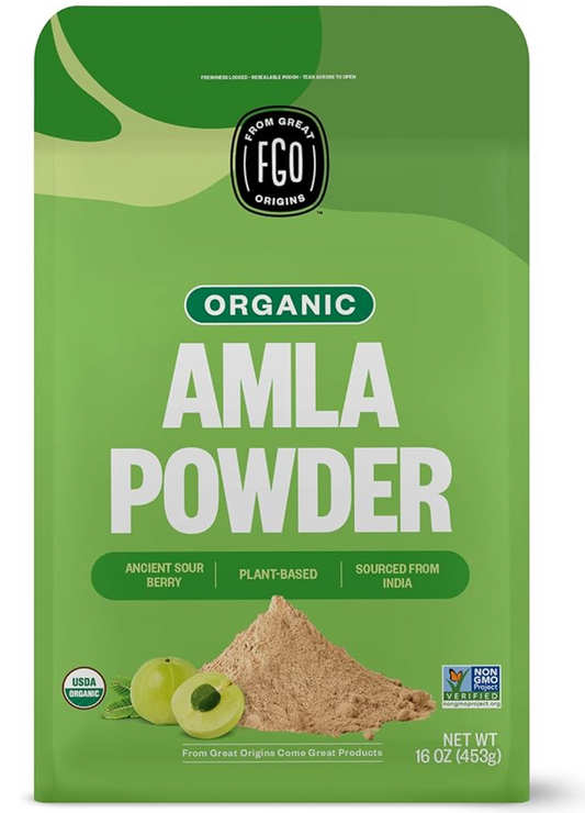 FGO Organic Amla Powder (Amalaki), 100% Raw from India, 16oz (Pack of 1) - Expired Feb 14 2025