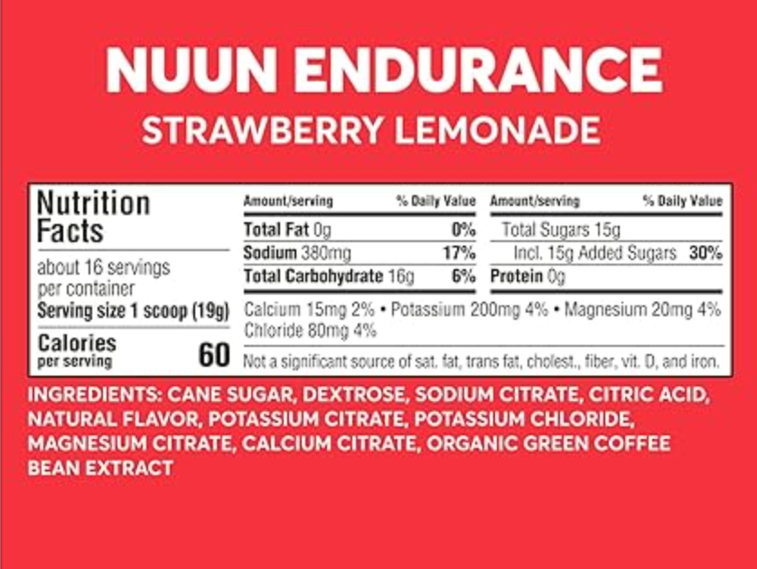 Nuun Hydration Endurance Powder, Strawberry Lemonade + Caffeine, Workout Support, 5 Essential Electrolytes for Hydration + Carbohydrates, Vegan, Non-GMO, (16 Servings - Canister)