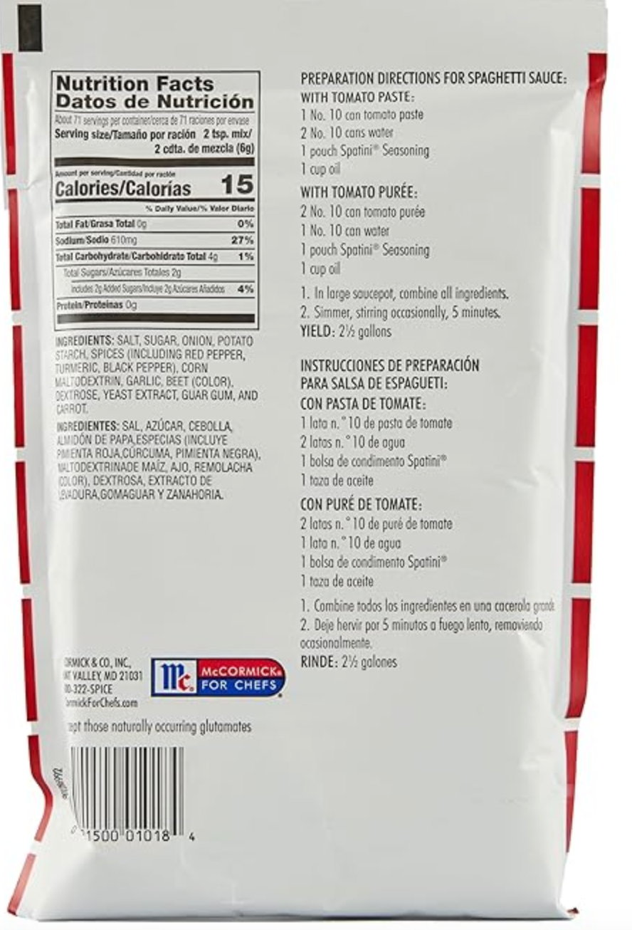 Lawry's Spatini Spaghetti Sauce Seasoning Mix, 15 oz - One 15 Ounce Packet of Spaghetti Seasoning Mix, Ideal for Creating Flavorful Italian Sauce - Expires June 03 2026