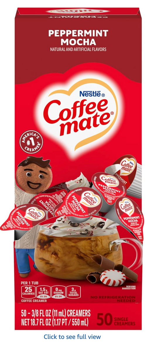 Coffee mate Peppermint Mocha Creamer, Liquid Singles, 50/Box - Expired May 2025