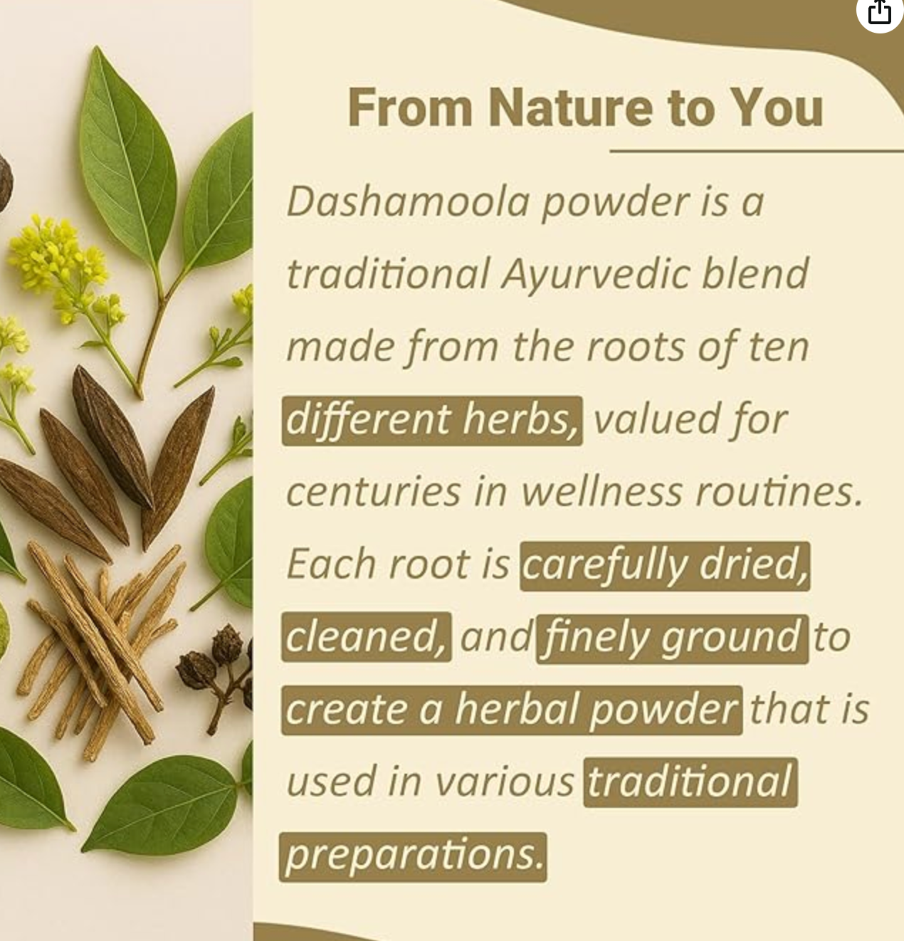 Mi Nature Dashamoola powder | 227g (8oz) | Herbal Health Care Blend | Made with 10 Traditional Herbs | Pure & Natural