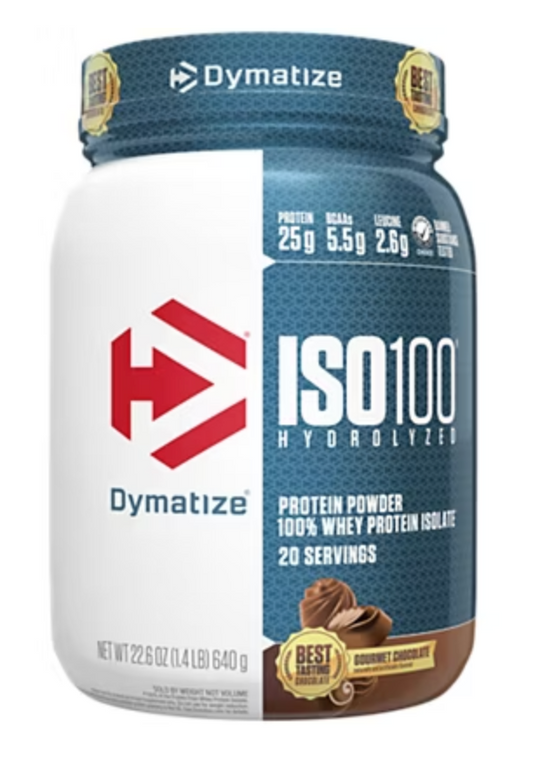 ISO100 Hydrolyzed 100% Whey Protein Isolate - Gourmet Chocolate (1.4 Lbs. / 20 Servings)  Expires 08/2026