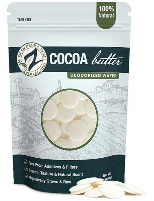 Zatural RAW Cocoa Butter-Deodorized Food Grade | 100% Pure-Prime-Pressed | DIY Lotion, Body Cream, Lip Gloss Base. (16 Ounce Deodorized Wafers)