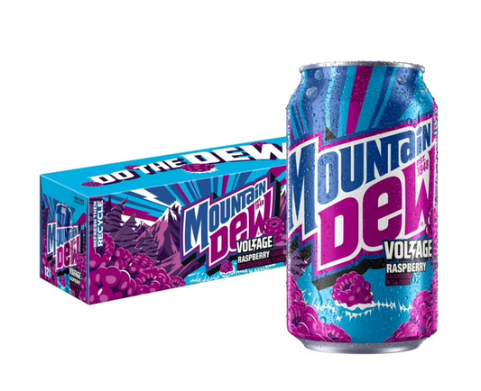Mountain Dew Voltage Raspberry Citrus Flavor and Ginseng Soda, 12 fl oz, 12 Count