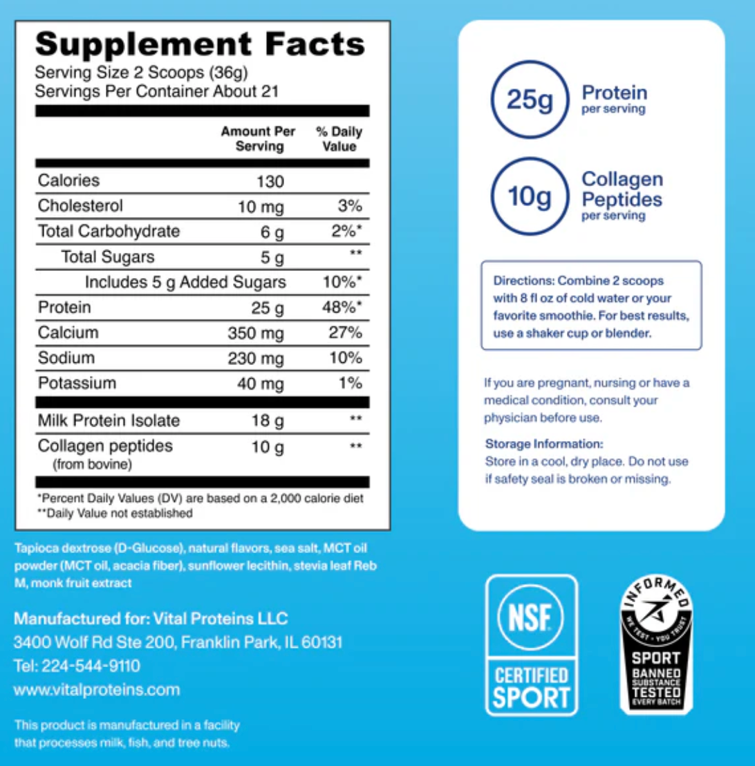 Vital Performance™ Protein Powder - Whey Protein + Collagen Vanilla Flavor