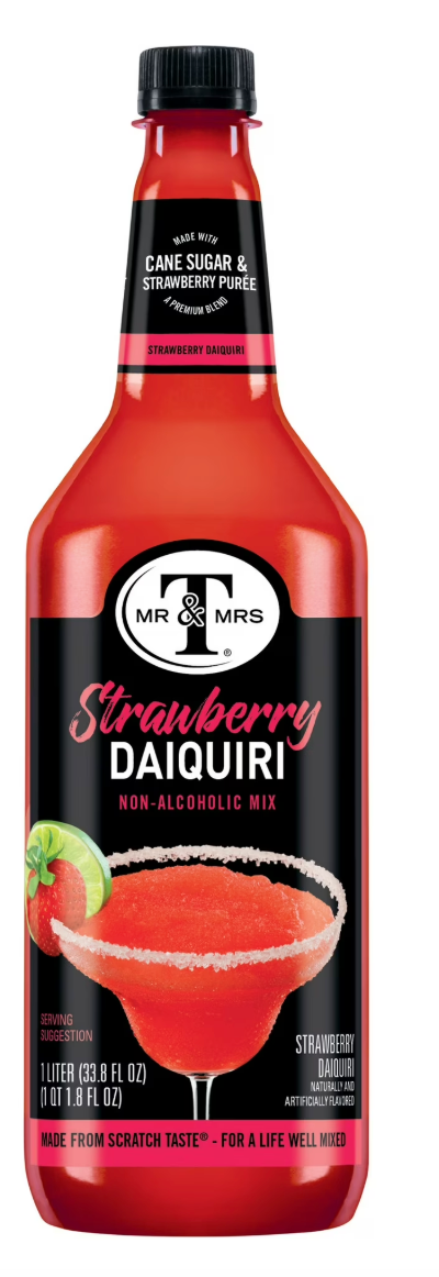 Mr & Mrs T Strawberry Daiquiri Margarita Mix, 1 L, Bottle