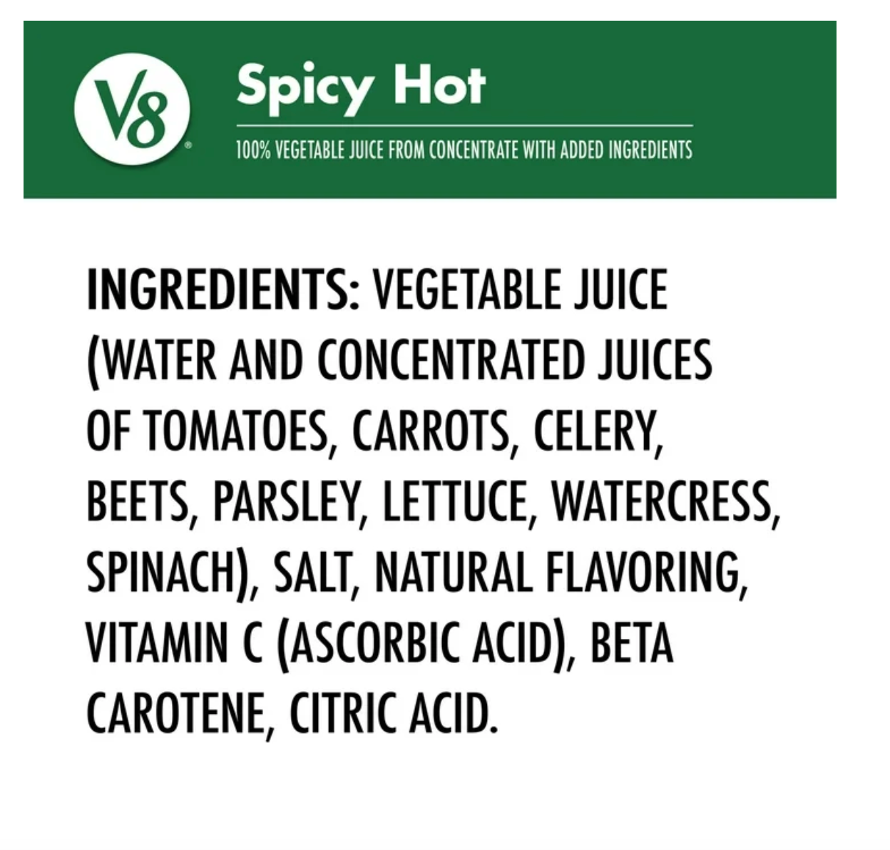 V8 Spicy Hot 100% Vegetable Juice, 11.5 fl oz Can, 6 Count