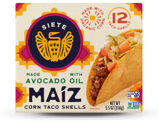Siete Maiz Corn Taco Shells Made with Avocado Oil -- 12 Taco Shells