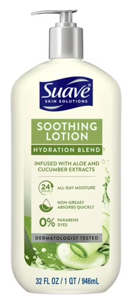 Suave Skin Solutions Soothing Body Lotion with Aloe, All Skin Types, 32 fl oz