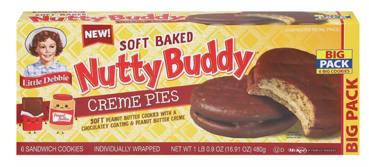 Little Debbie Soft Baked Bigger Nutty Buddy Creme Pies - Big Pack - Expired July 22 2025