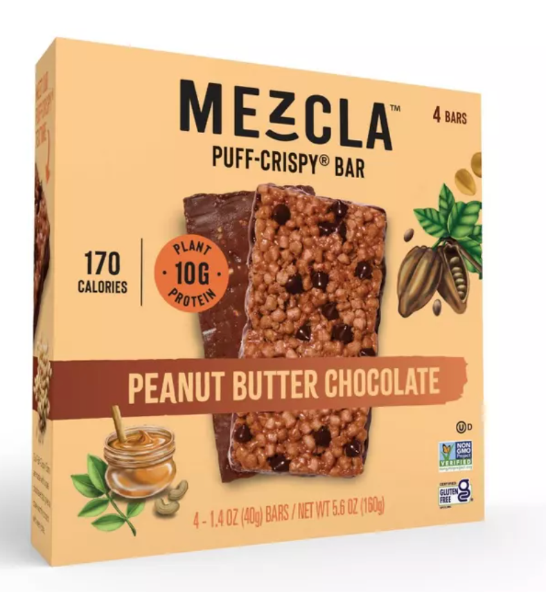 Mezcla Plant Based Peruvian Peanut Butter Chocolate Protein Bars - 10g Protein - 5.6oz/4ct