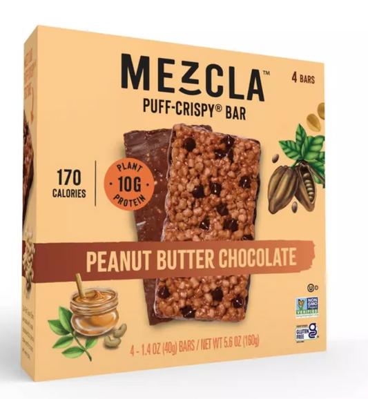 Mezcla Plant Based Peruvian Peanut Butter Chocolate Protein Bars - 10g Protein - 5.6oz/4ct