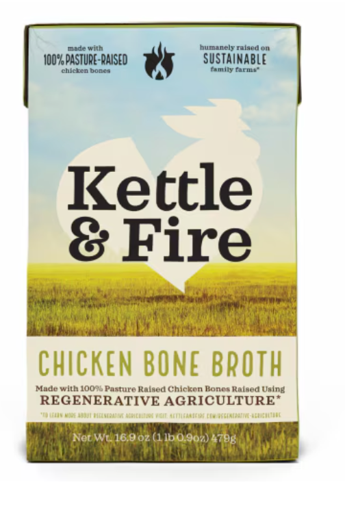 Kettle & Fire Gluten Free Non-GMO Bone Broth Regenerative Agriculture Chicken -- 16.9 oz