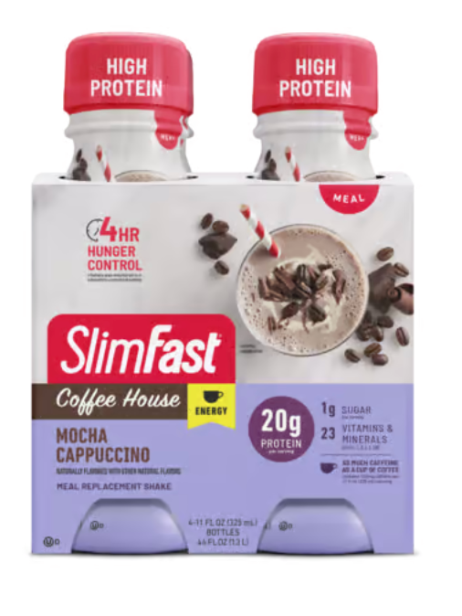SlimFast Advanced Nutrition Slim Cafe Mocha Cappuccino Meal Replacement Shakes 4-Pk - Expired July 20 2025