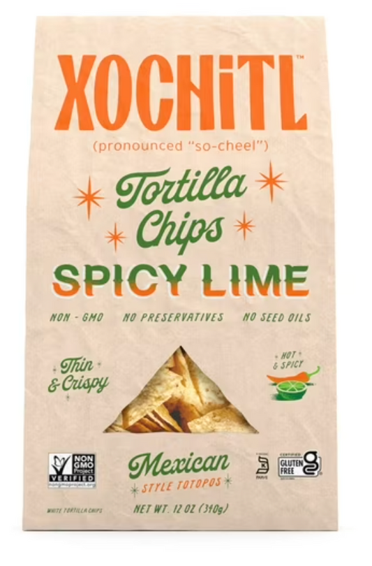 Xochitl Spicy Lime White Corn Chips, 12 oz. Paper Bag