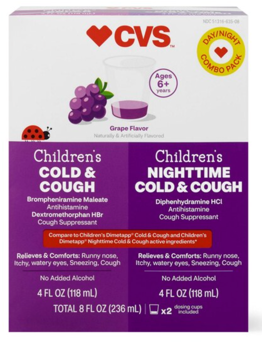 CVS Children's Day + Nighttime Cough & Chest Congestion Liquid Combo Pack, Grape, 4 FL OZ