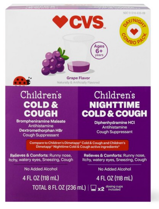 CVS Children's Day + Nighttime Cough & Chest Congestion Liquid Combo Pack, Grape, 4 FL OZ