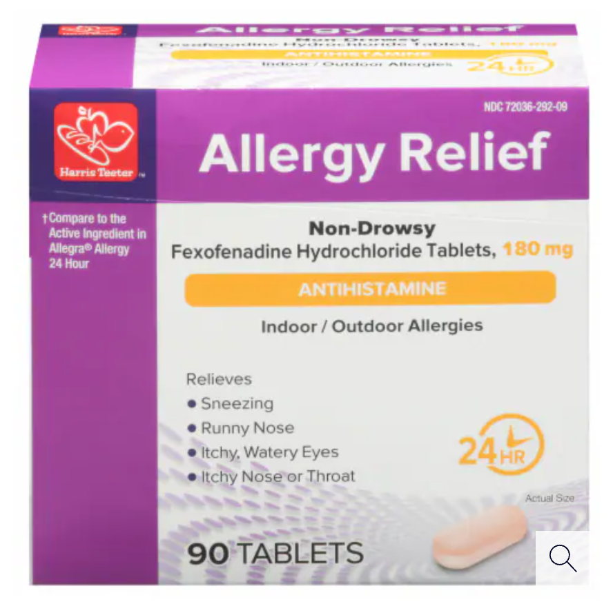 Harris Teeter™ Fexofenadine HCI 180mg Allery Relief Tablets - Expires 11/2027 aka generic alexa