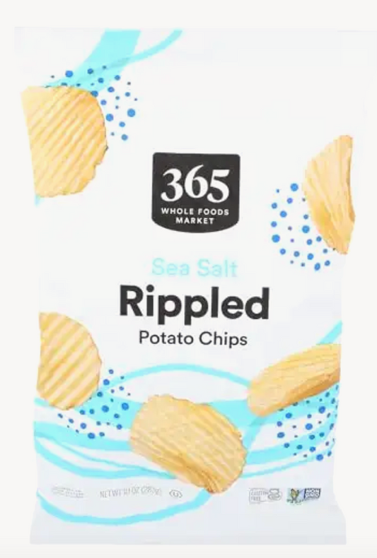 365 by Whole Foods Market Rippled Sea Salt Potato Chips, 10 OZ - Expires Jan 2026