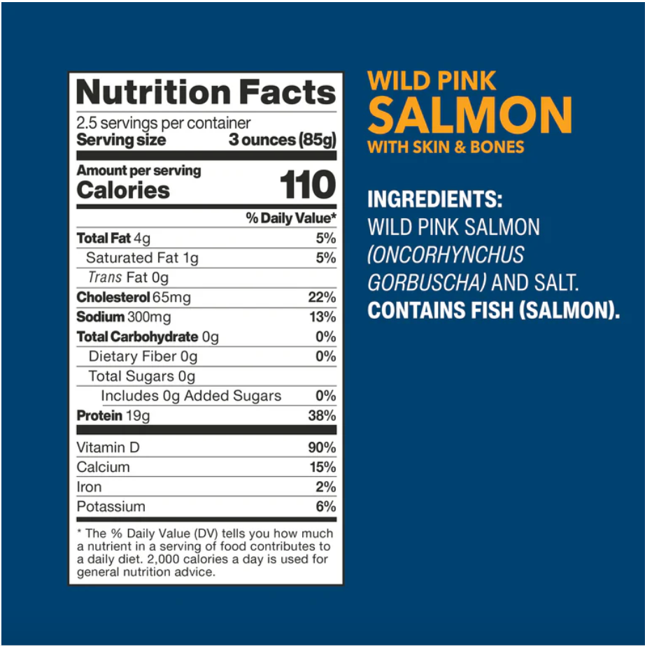 Wild Pink Salmon with Skin & Bones - Expires 12/2025