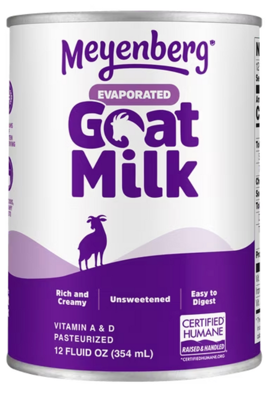 Meyenberg Evaporated Vitamin D Goat Milk Unsweetened, 12 fl oz - Expires 08/09/2028