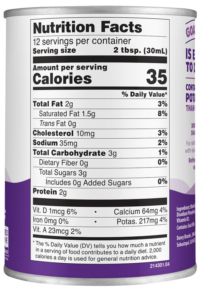 Meyenberg Evaporated Vitamin D Goat Milk Unsweetened, 12 fl oz - Expires 08/09/2028