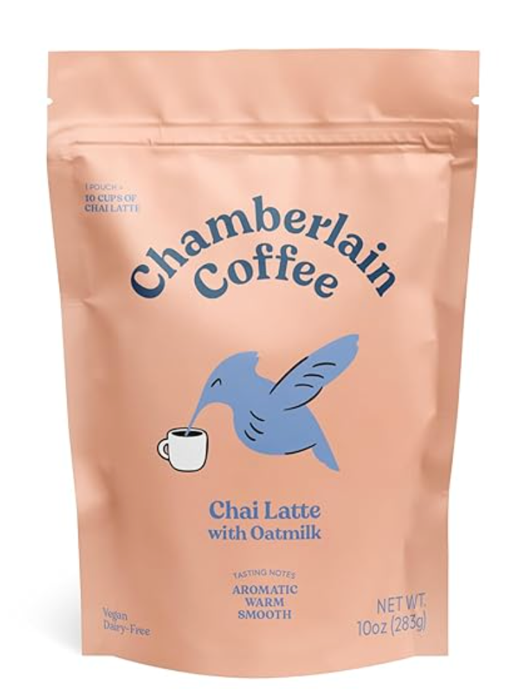 Chamberlain Coffee Gentle Hummingbird Chai Mix - Warm, Aromatic Vegan Chai with Oat Milk, Vanilla & Spices - Hot or Iced Instant Chai Latte - 10oz - 10 Servings
