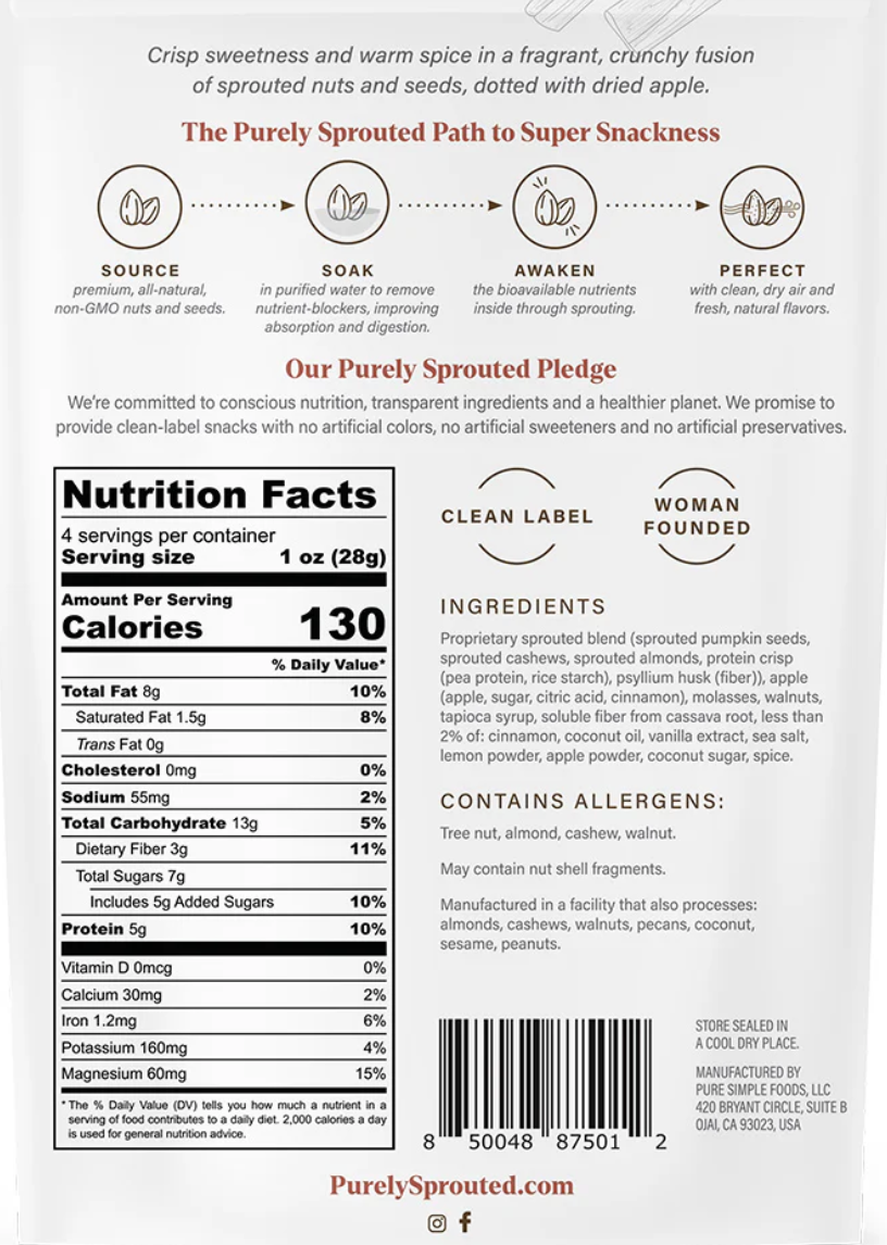 Apple Cinnamon Sprouted Snack Mix