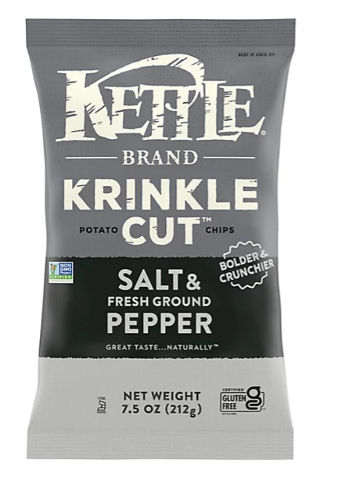 Kettle Brand Krinkle Cut Salt & Fresh Ground Pepper Kettle Potato Chips - 7.5 Oz - Expires March 2026