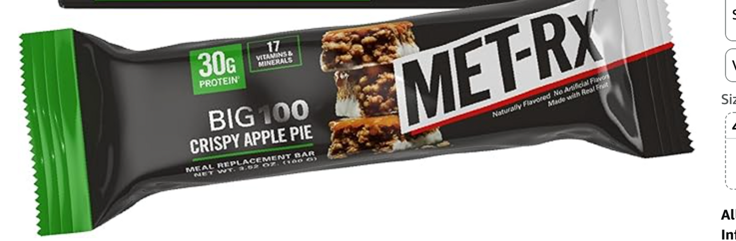 MET-Rx Big 100 Colossal Protein Bars, Crispy Apple Pie Meal Replacement Bar - Expired Sept 19 2025