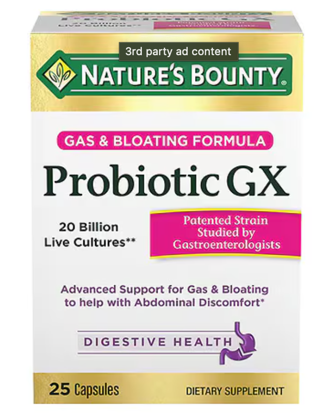 Nature's Bounty Probiotic GX Gas & Bloating Formula, Capsules, 25.0 ea - Expires 12/2025