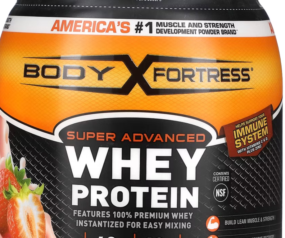 Body Fortress Super Advanced Whey Protein, Strawberry , 1.78 lb (810 g) - Expired 10/13/2025