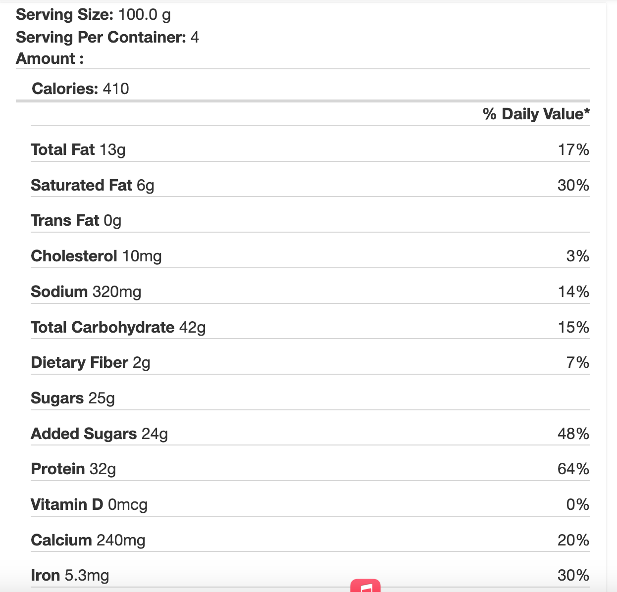 Met-Rx 32g Protein Meal Replacement Bar - Big 100 Super Cookie Crunch - 4ct - Expired Oct 21 2025
