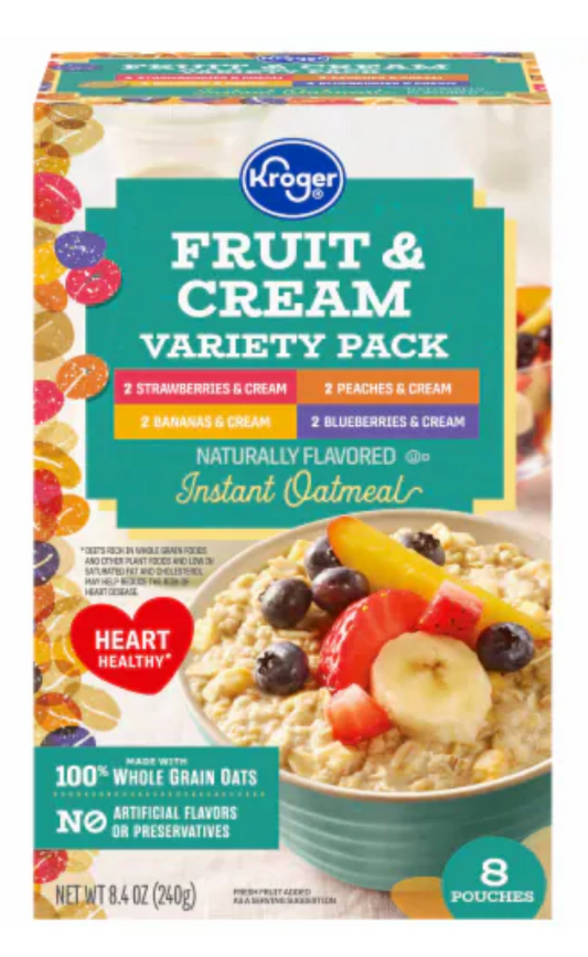Kroger® Fruit & Cream Instant Oatmeal Variety Pack - 8 count