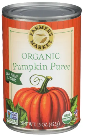 Farmer's Market Organic Pumpkin Puree 15 oz can