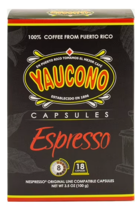 Yaucono Coffee Single Serve Capsules, Roast, Arabica, Intensity Level 8, 18 Count