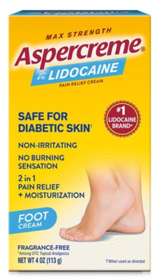 Aspercreme Diabetic Lidocaine Foot Pain Cream, 4 OZ