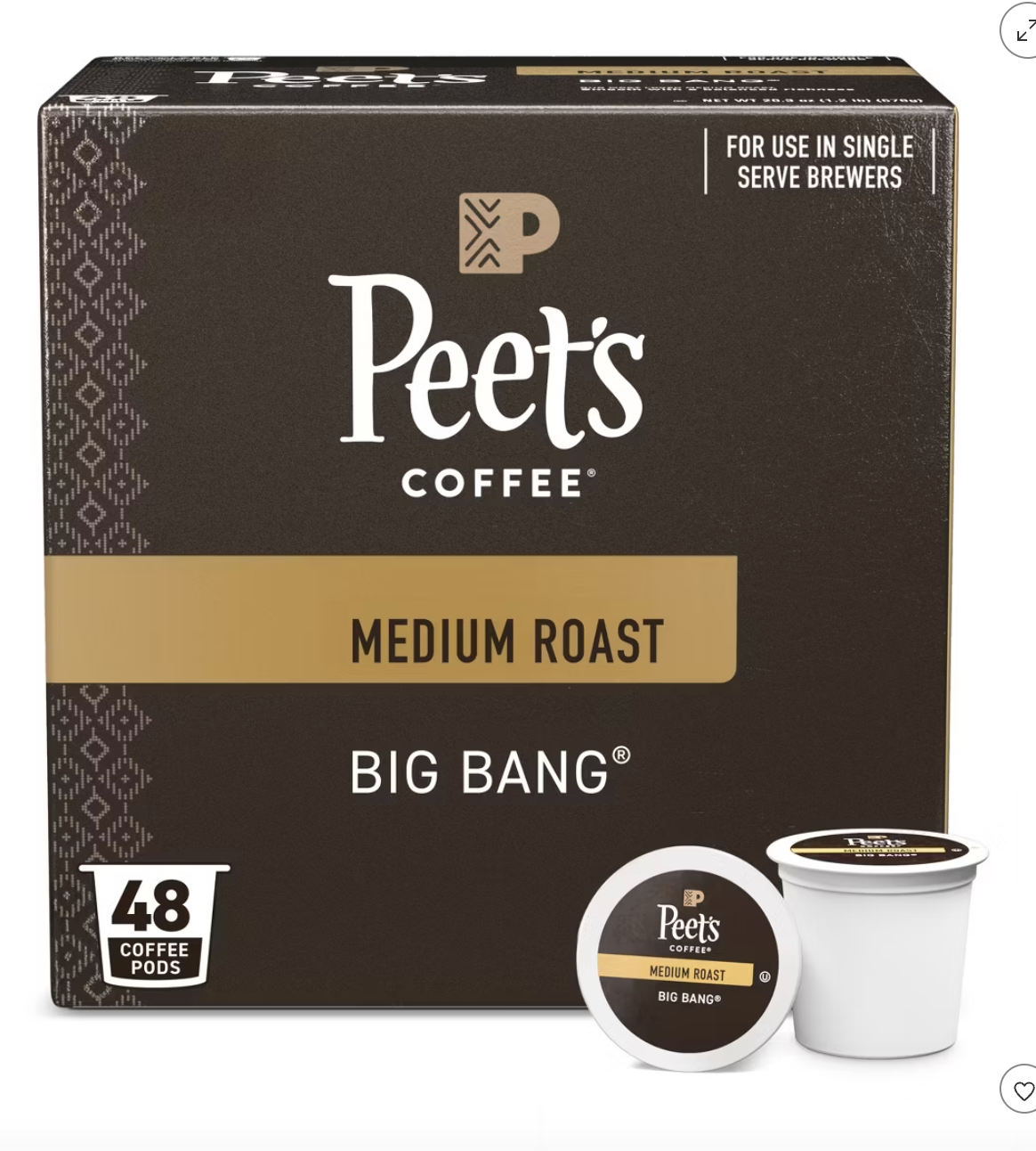 Peet's Coffee Big Bang Medium Roast Single Serve Coffee Pods - Expired Sep 04 2025