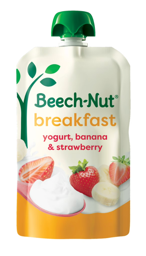 Beech-Nut Breakfast Stage 4 Toddler Food, Yogurt Banana & Strawberry, 3.5 oz Pouch - Expires June 2027