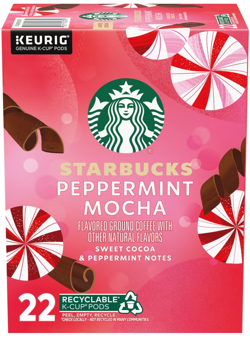 Starbucks Peppermint Mocha Light Roast Keurig K-Cup Coffee Pods - 22ct