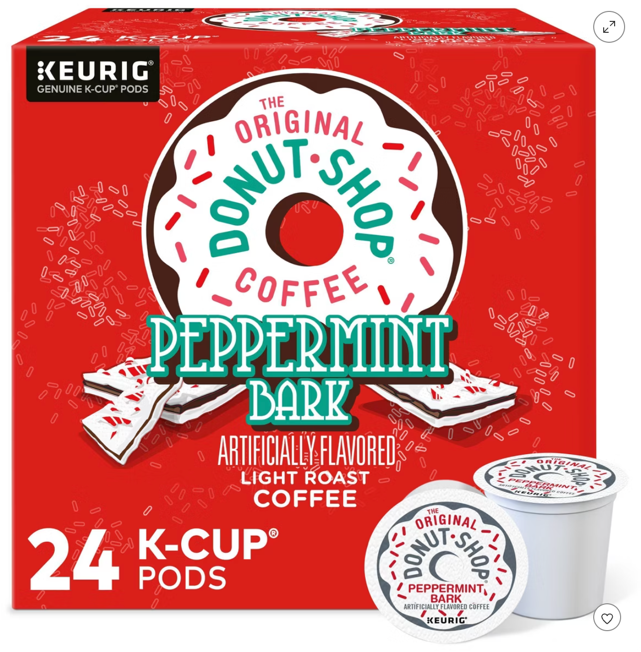 The Original Donut Shop Peppermint Bark Medium Roast Keurig K-Cup Coffee Pods Flavored Coffee - 24ct
