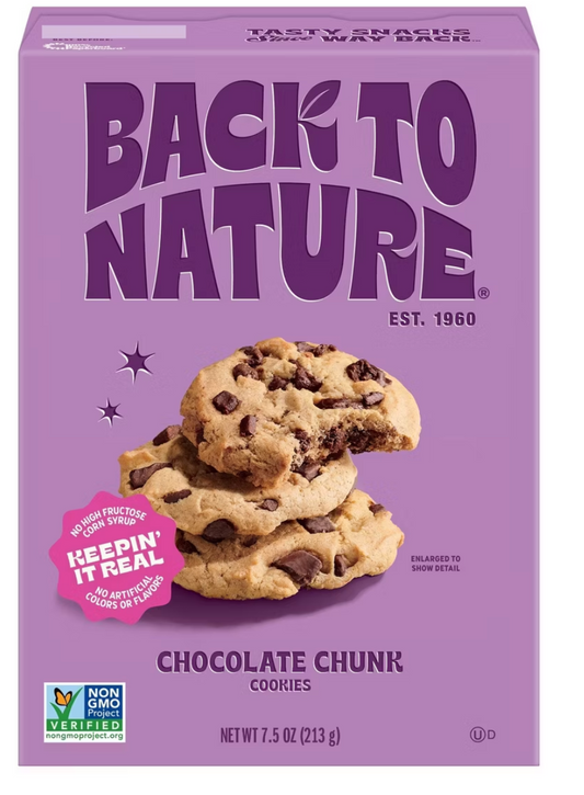 Back to Nature Cookies Chocolate Chunk - 7.5oz - Expired Sept 19 2025