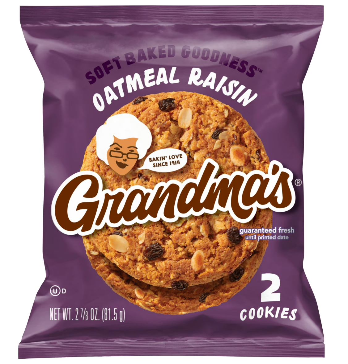Grandma’s Cookies, Oatmeal Raisin Cookie, 2.875 oz Cookie Pack, (2 Count Single Bag) (Packaging May Vary)
