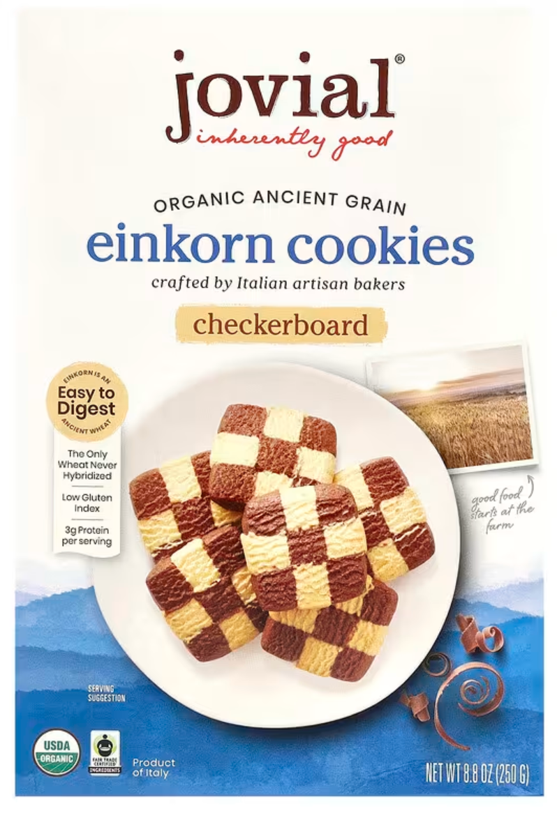 Jovial, Organic Einkorn Cookies, Checkerboard, 8.8 oz (250 g)