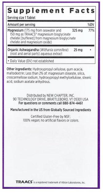 New Chapter, Magnesium + Ashwagandha, 90 Vegan Tablets